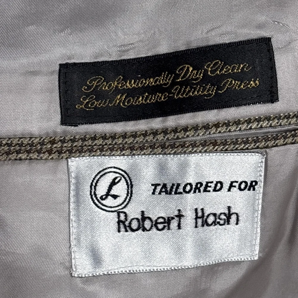 Vintage Hart Schaffner Marx Sport Coat 44R Gold Trumper Tan Check Tweed USA